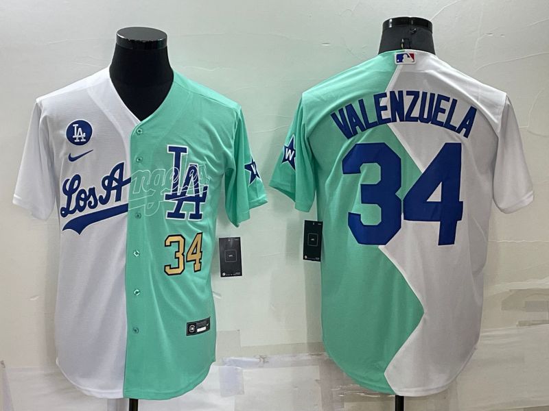 Men Los Angeles Dodgers #34 Valenzuela green white Nike 2022 MLB Jerseys